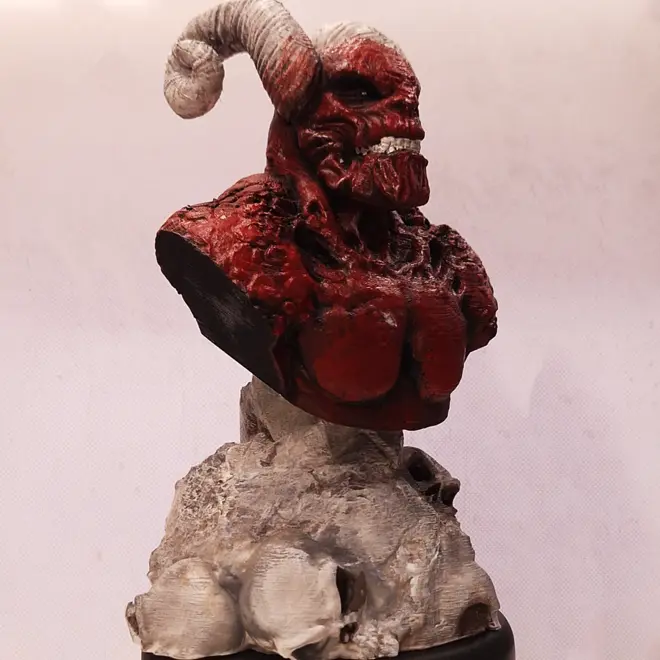 Demon Bust with Skulls Base Statue